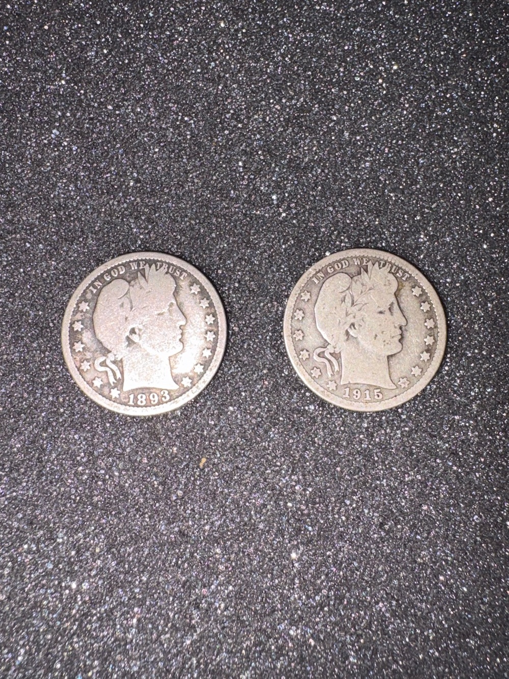 Pair of Barber Quarters (1893 & 1915)